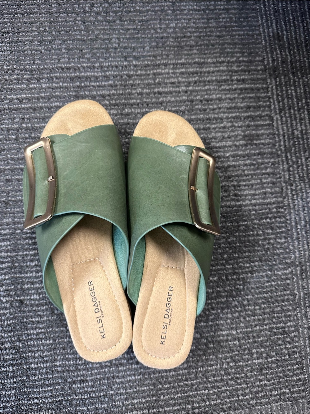 Kelsi Dagger Olive Green Slide Sandals with Buckle